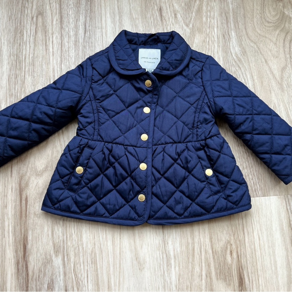 Janie and Jack girls navy coat size 3-4 in EUC